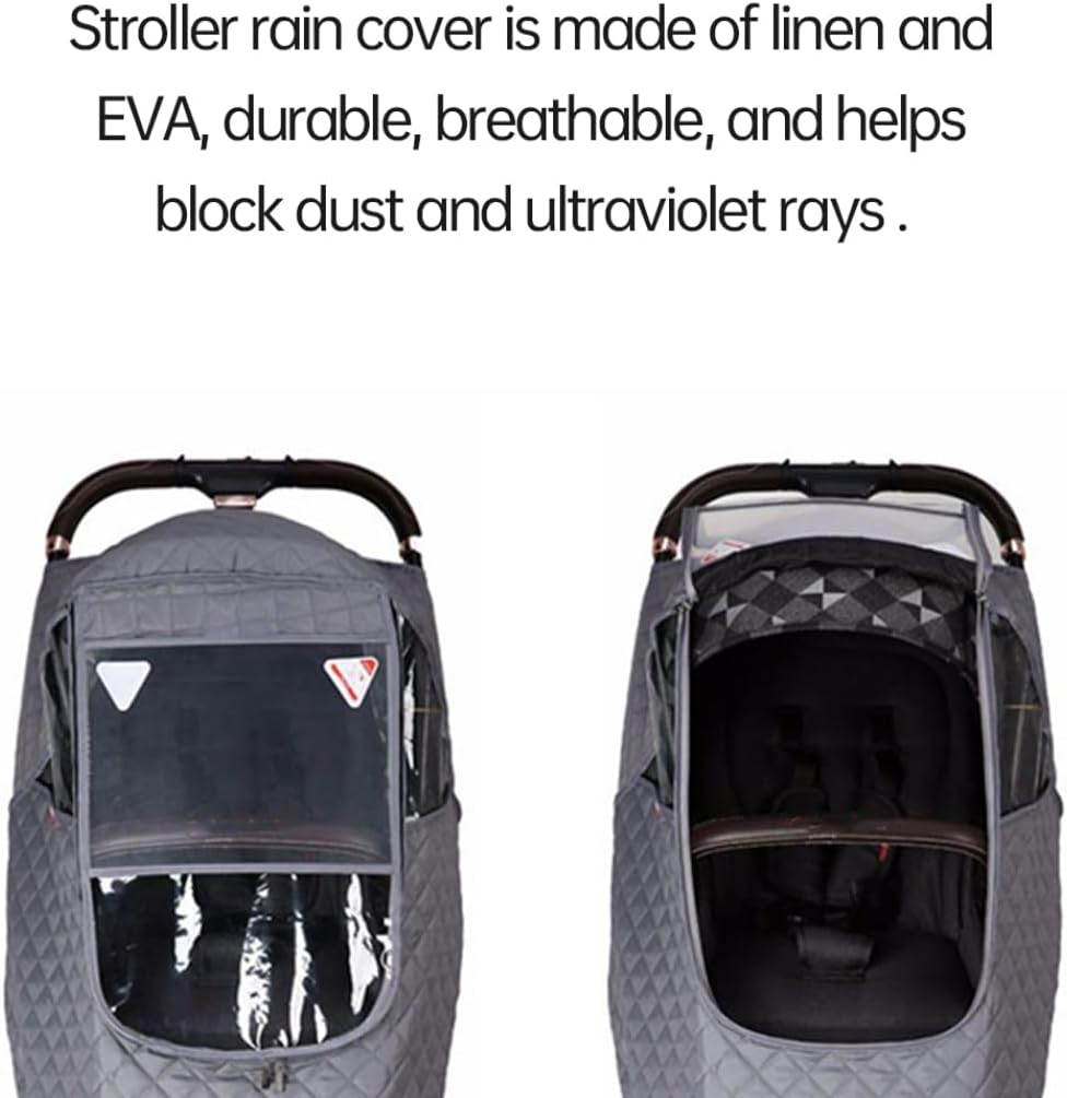 Stroller Rain Cover Winter Windproof Dustproof Cover Weather Shield with Zipper for Baby Pushchair, Winter Stroller Raincover