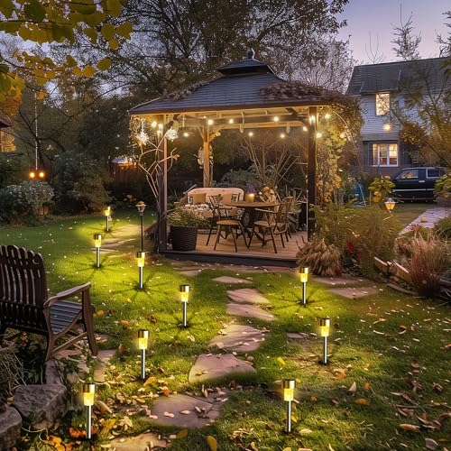 Gigalumi 8374-12N Solar Pathway Lights 12 Pack, Stainless Steel Ip44 Waterproof Auto On/Off Outdoor Led Solar Landscape Lights thumb #1