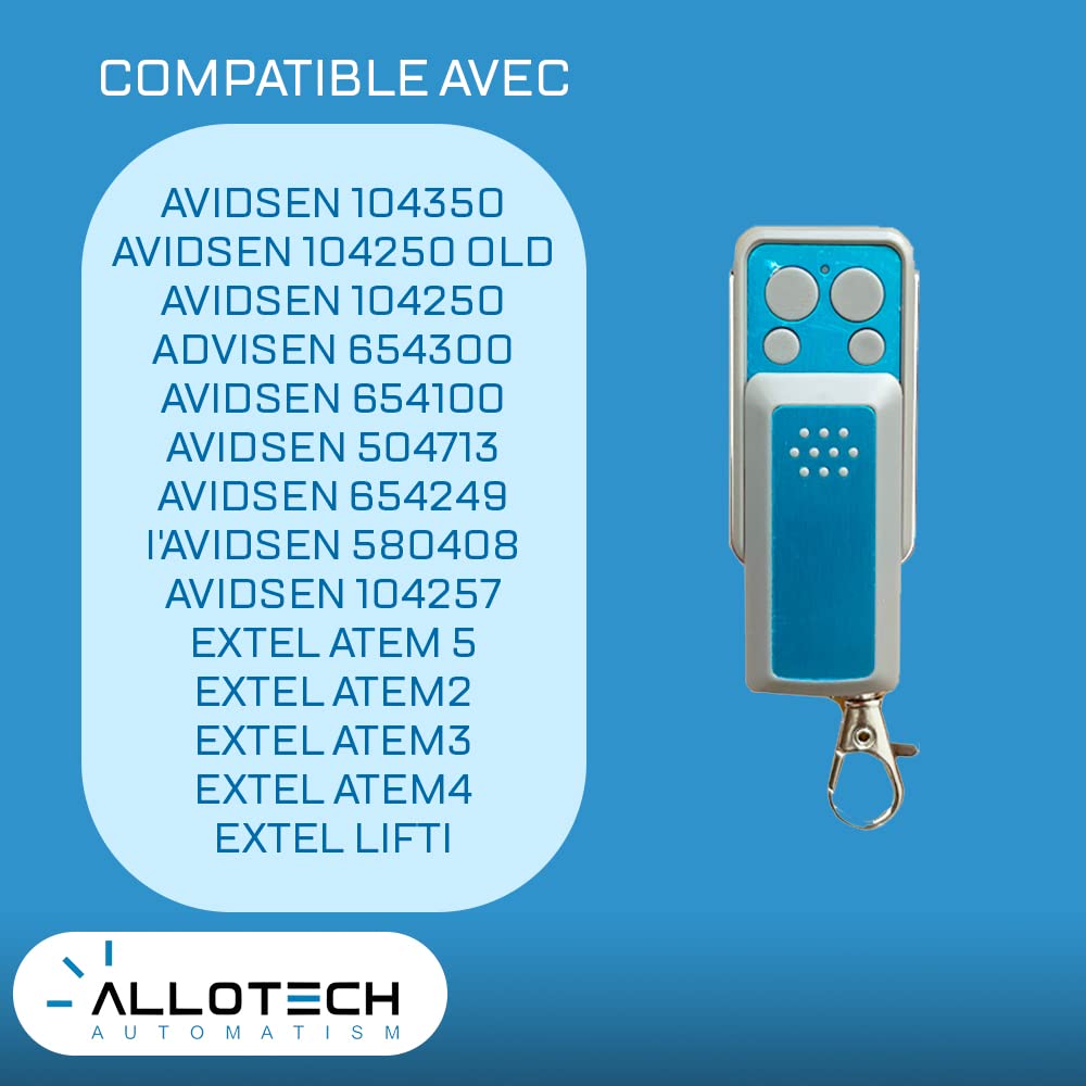 Allotech Remote Control for Gate and Garage Door 4 Channels 433 MHz Compatible with Avidsen 114253, 104350, 104250, 654300 - Image 4
