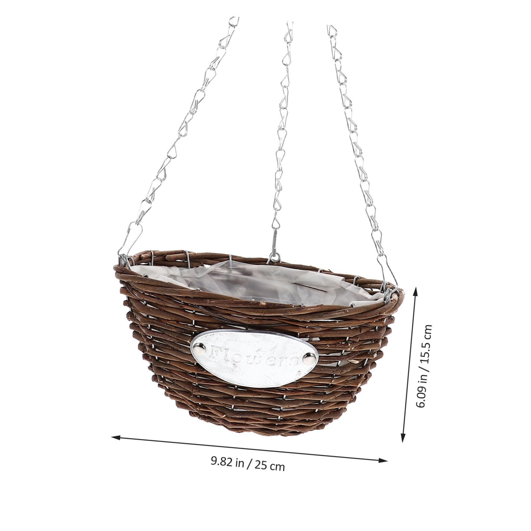 Fioriera Sospesa in Rattan e Metallo Marrone, Confezione da 2 Pezzi, per Casa e Dormitorio, Cesto da Appendere per Piante e Fiori