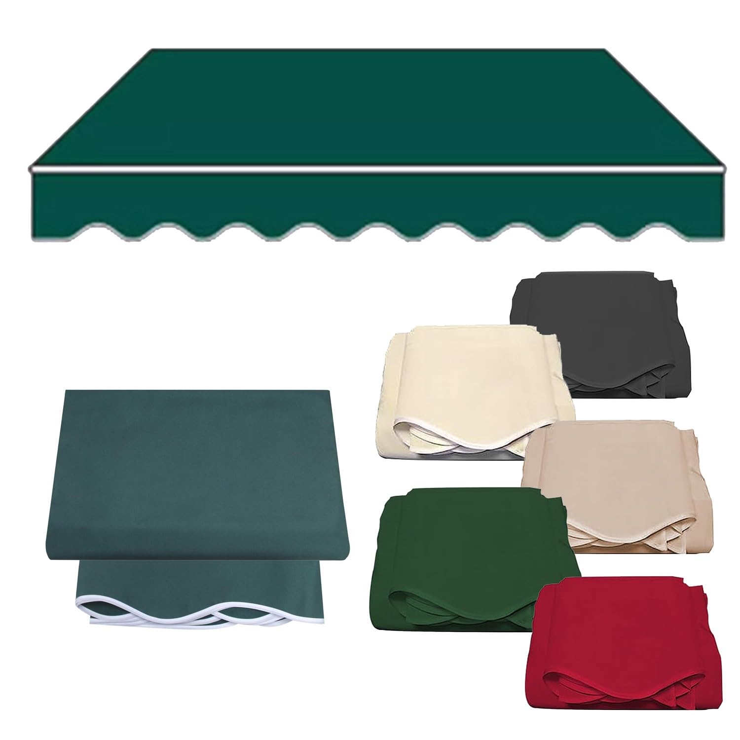 Tela De Repuesto Para Toldo Retráctil - Poliéster Impermeable, Protección UV, Varios Tamaños (ej. 2.35x1.9 M), Color Verde