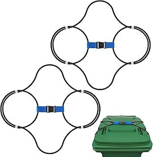 Trash Can Bungee Cord, 2PCS Outdoor Garbage Lid Lock Animal Proof Garbage Lid Lock, Heavy Duty Garbage Can Bungee Cords Bungee Cord for Outdoor Garbage Can Lid for Animals, Squirrels, Dogs, Raccoons