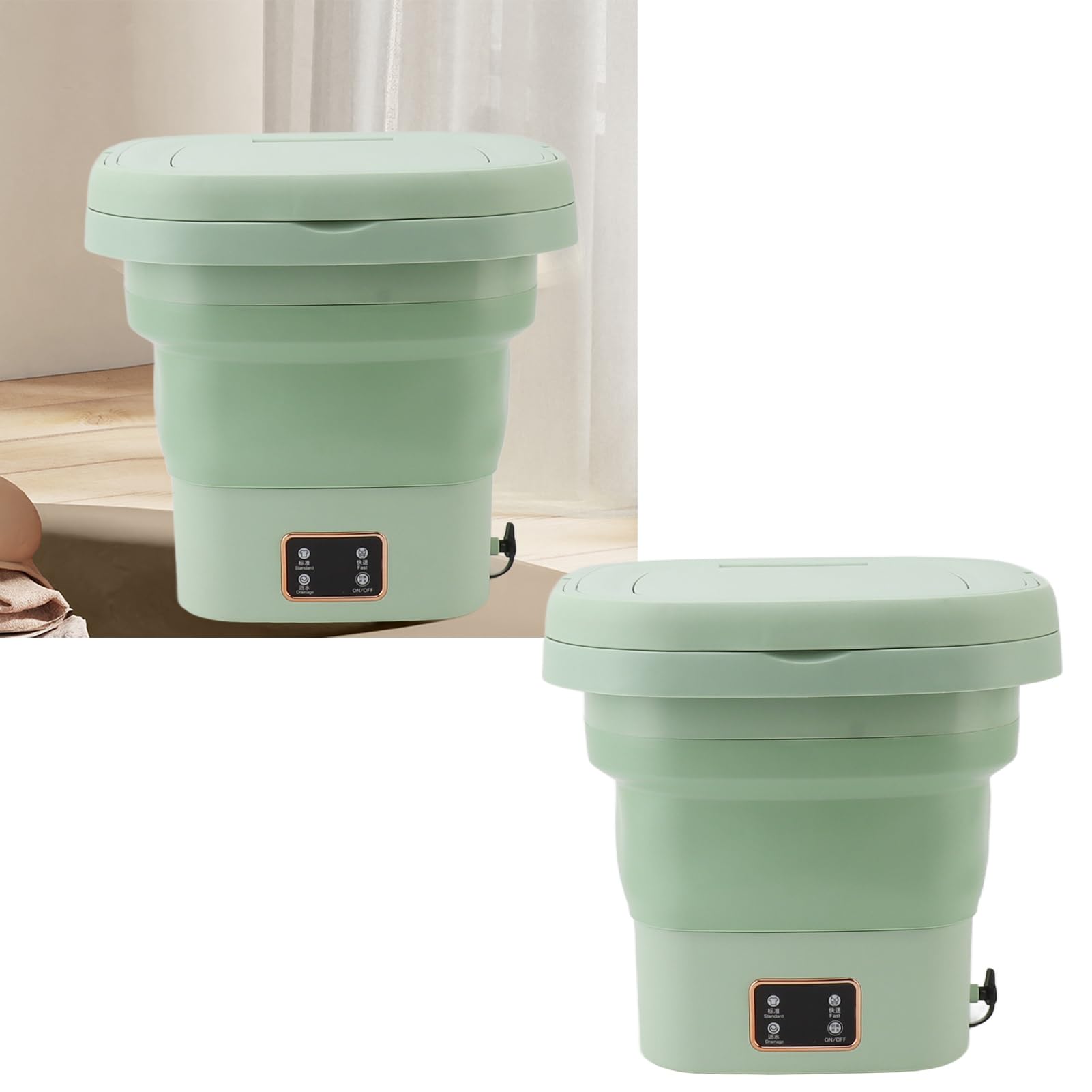 Piccola Lavatrice Portatile Pieghevole per Dormitorio, Mini Lavatrice Automatica per Biancheria Intima da 9 Litri per Viaggi o Uso All'aperto (GREEN)