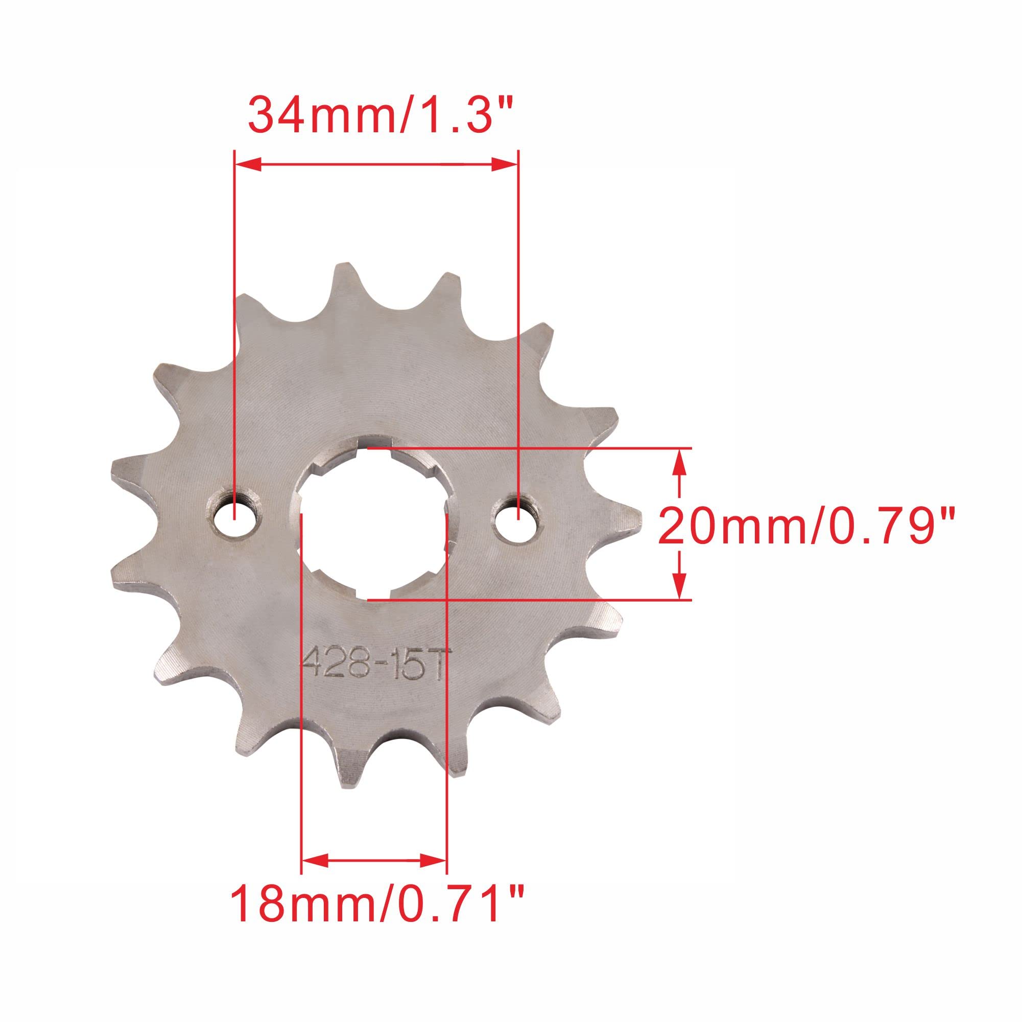 WOOSTAR Pignone Moto Anteriore 428 15 Denti 20mm per 50cc 70cc 90cc 110cc 125cc Dirt Pit Bike Mini Bike ATV Quad Ciclomotore