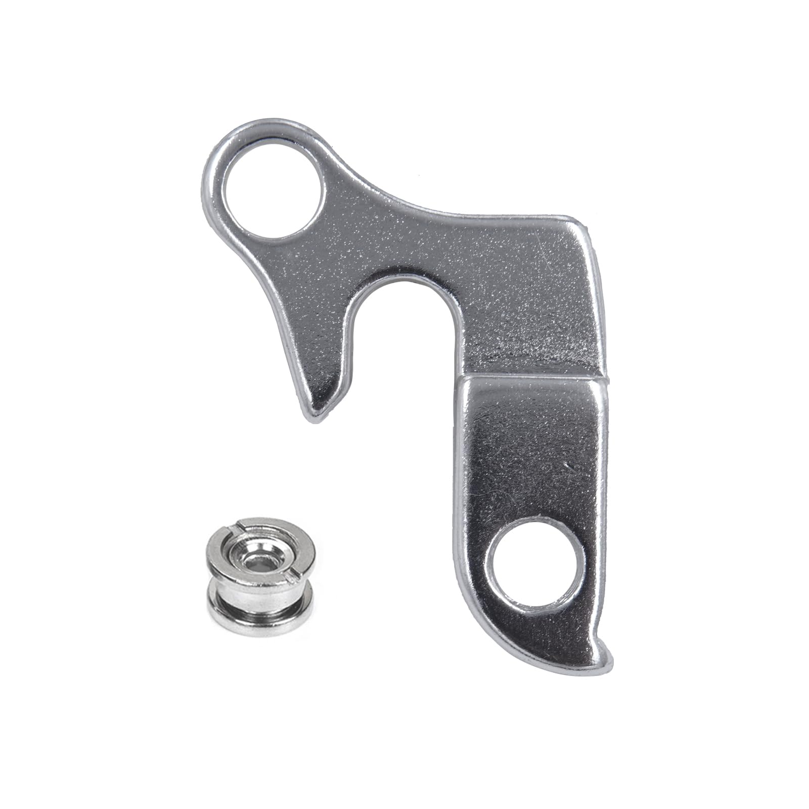 Forcellino cambio 97 compatibile con Bianchi C1355014, KHS 150, Gary Fisher 88388, Trek 420486 - Ricambio in lega di alluminio CNC argento