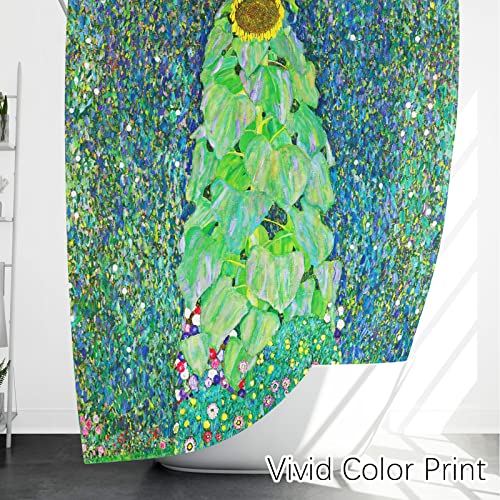 Berkin Arts Bathroom Shower Curtain Set 70x70 Inch Waterproof Polyester with Hooks Post-Impressionism Clematis Design Theme (Sunflower by Gustav Klimt) - Image 4