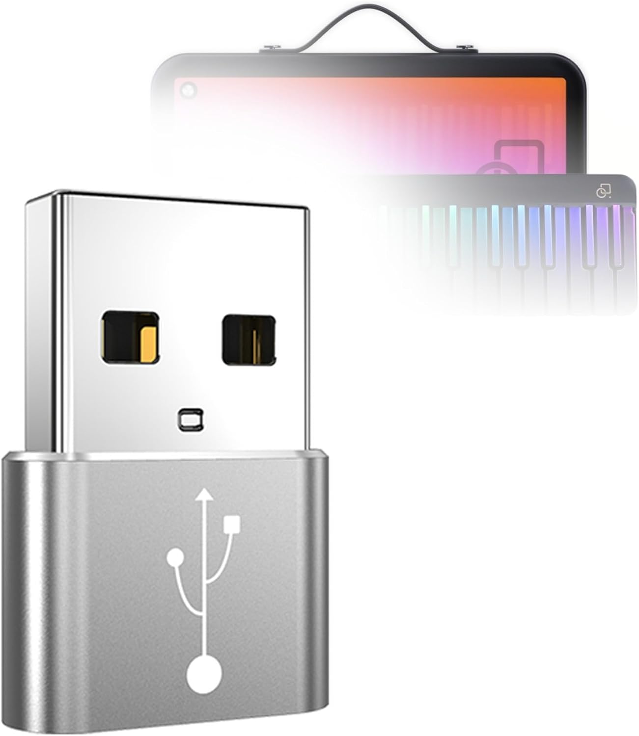 BoxWave Adapter Compatible with PopuMusic PopuPiano Smart Keyboard - USB-A to C PortChanger (5-Pack), Type-C OTG Convert Charging Data Adapter - Metallic Silver