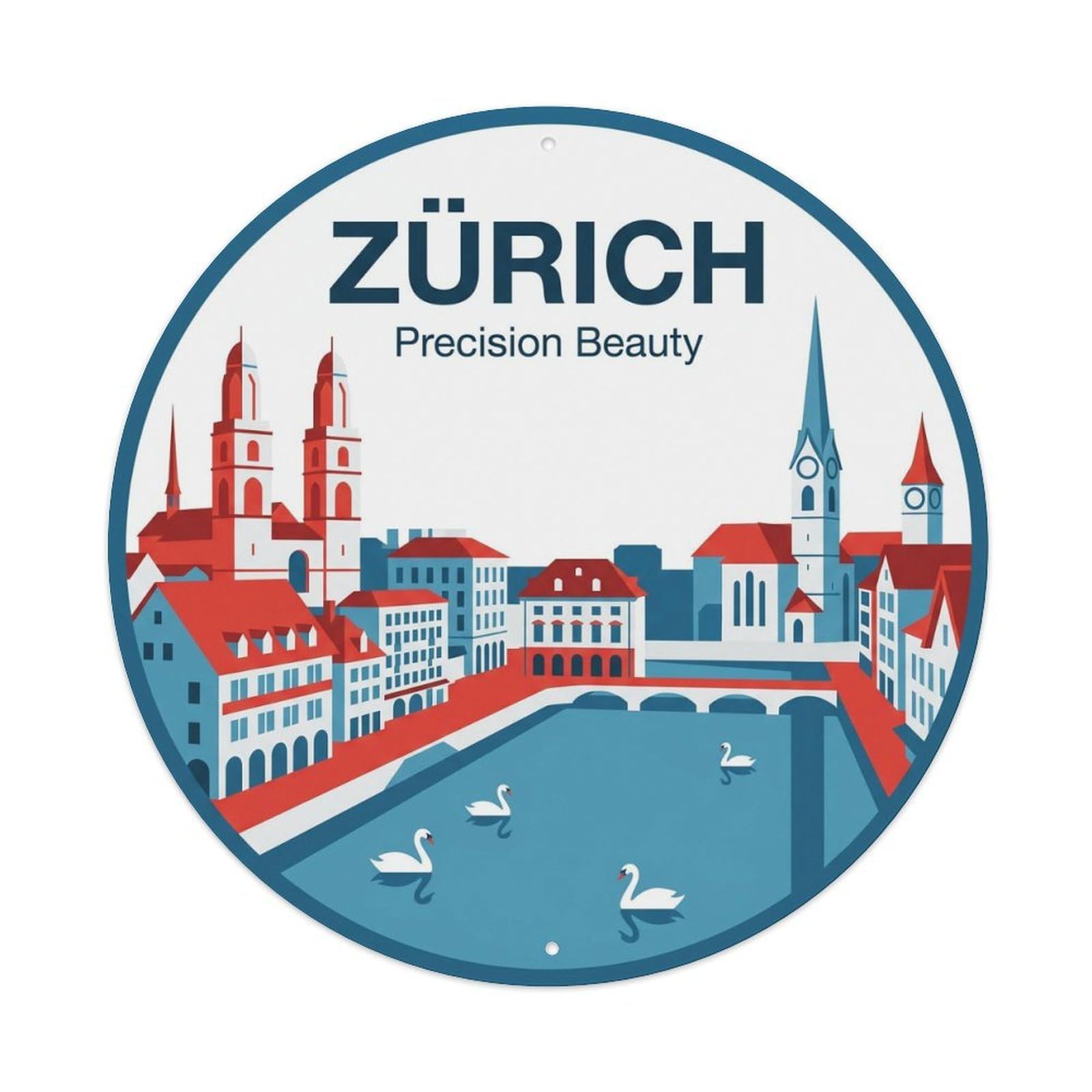 Yrnq Vintage Style Vintage Travel Limmat Switzerland Vintage Metal Tin Sign Plaque Wall Decor For Cafe, Club, Garden Round Metal Poster 8X8inch