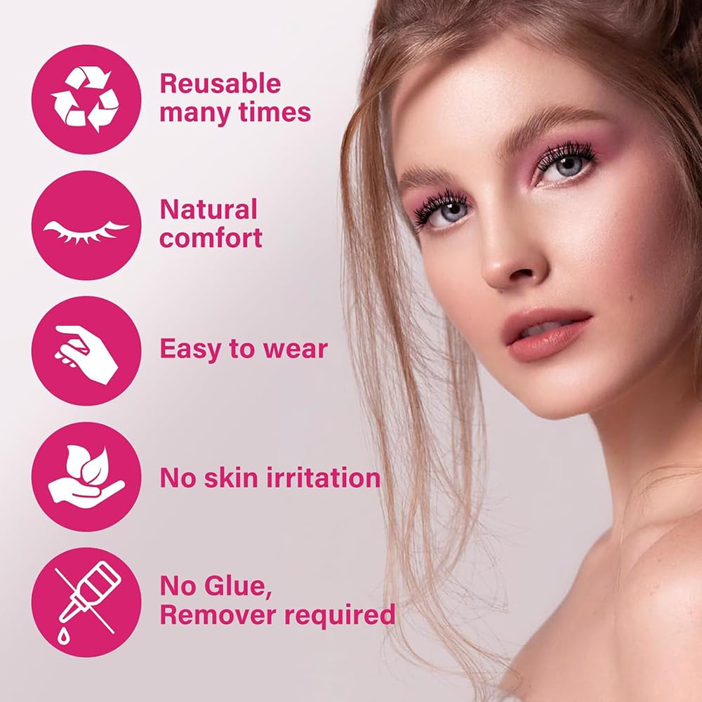 Magnetic Eyelashes With Applicator, 1pair Reusable Magnetic Lashes, No Glue Needed Eye Lashes For Women, Magnetic Eyelashes Natural Look, False Eyelashes Easy To Wear & Remove - Image 5 thumbnail