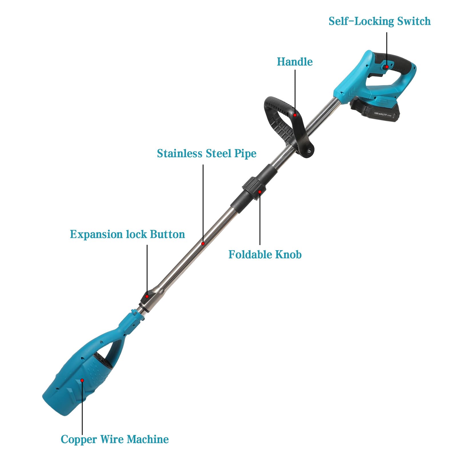 Soplador de hojas de 21 V con batería y cargador, velocidad de aire de 38000 r/min, motor sin escobillas, diseño plegable para jardín/carretera, ligero y compacto, burbujas de hojas, nieve y suciedad