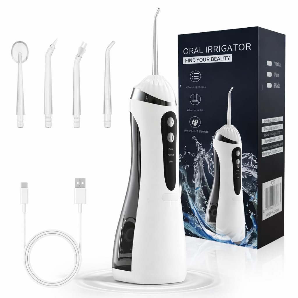 Water Flosser For Teeth Cordless 300ML Electric Dental Flosser 4 Modes And 6 Jet Tips Rechargeable Floss DIY Mode IPX7 Waterproof Portable Oral Irrigator For Travel And Home