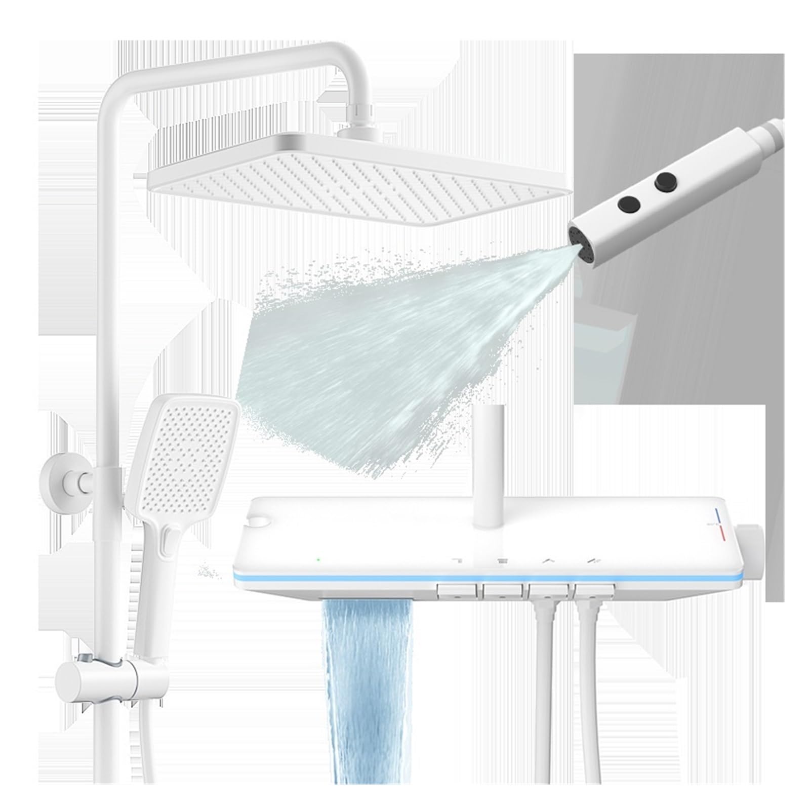 Doccia Intelligente con Display Digitale con Controllo della Temperatura A Chiave di Pianoforte, Bianco Grigio Disponibile(Hot And Cold White)