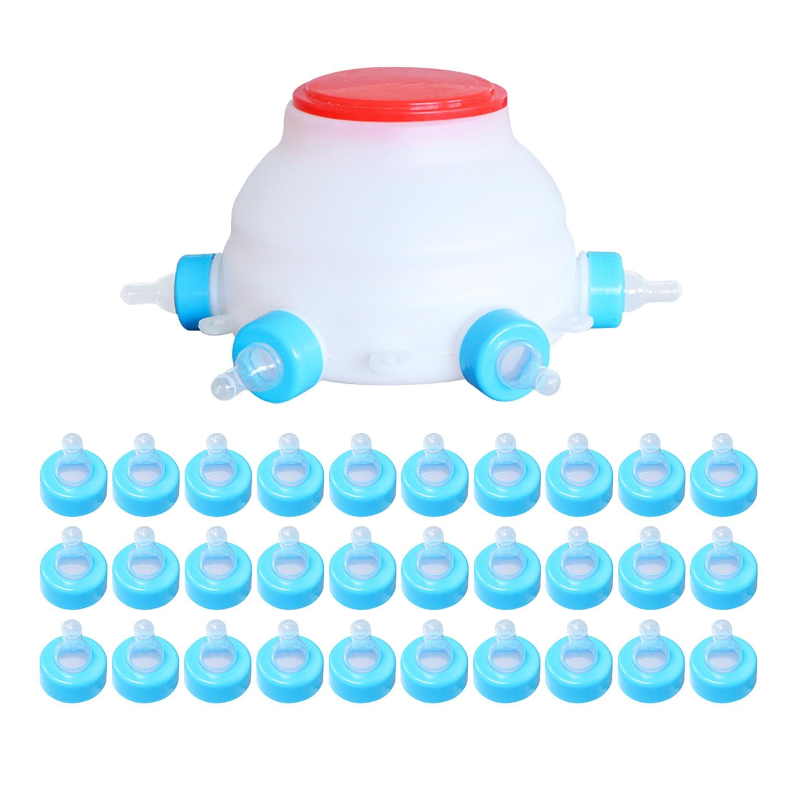 20 Piezas Biberón Alimentador de Cordero Botella Reutilizable Máquina de Animal Tetinas de Silicona Durables Accesorios Adecuados para Usar en, con 30 Boquillas de Repuesto
