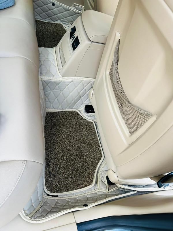 Image of 7D Premium Leatherette Car Foot Mat| Luxurious & Elegant Look | 100% Waterproof and Dust Proof | Custom Fitted 7D Car Floor Tray Mat for Tesla Model Y 2026 (Black with Biege)
