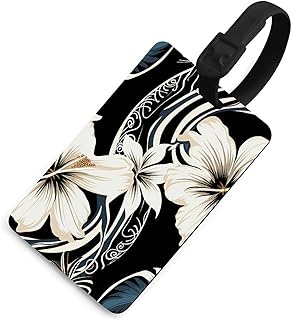 Luggage Tags for Suitcases TSA Approved Personalized Suitcase Tag with Buckle Id Label Address Card Funny Baggage Tag for Women Cute Travel Name Tags for Backpacks Carry-Ons Black and White Hawaiian