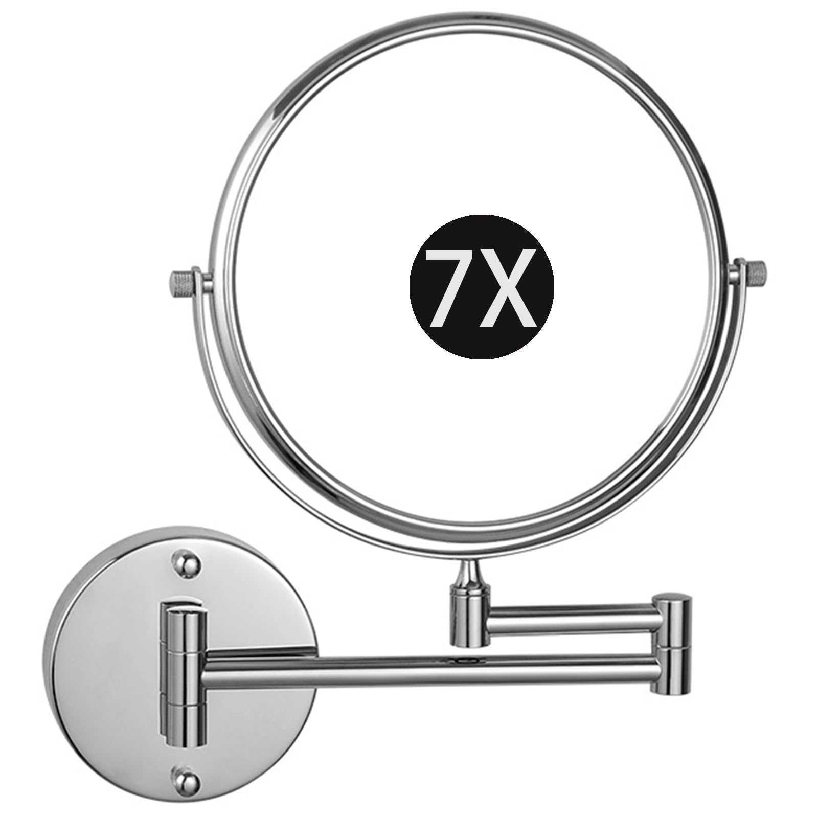 SXFSDOU 6" Wall Mounted Makeup Mirror with Magnification, Double Sided Magnifying Mirror, 360 Rotatable Adjustable Vanity for Bathroom,Chrome,7X