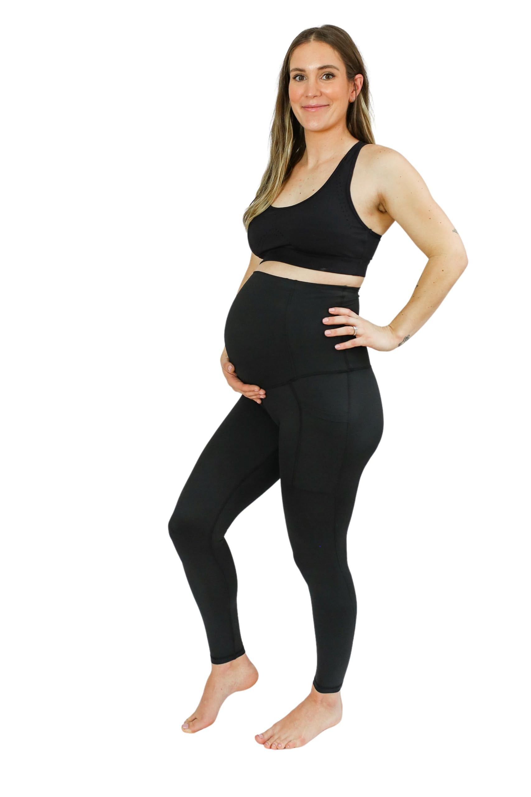 Movemama Women’s Active Maternity to Postpartum Leggings with Pockets