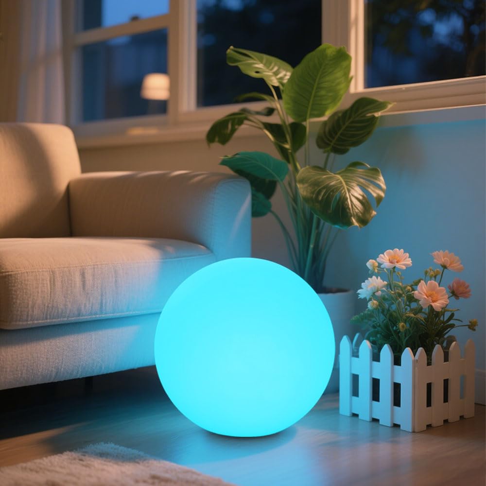 14 Inch Glowing LED Ball Light, Remote Control Rechargeable Dimmable RGB Color Changing Globe Globe Light Spirit Lamp Modern Floor Lamp Great Decoration for Home Garden Patio Club Party