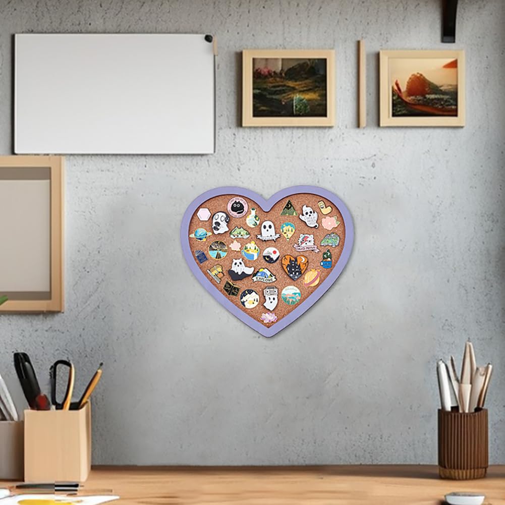 Pin Board Heart Cork Board Bulletin Display Board, 0.8inch Thick Wall