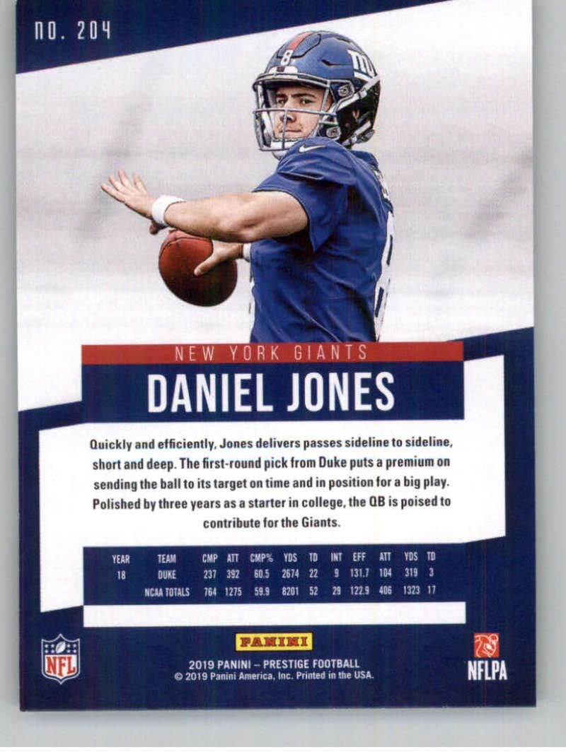 2019 Panini Prestige Rookies #204 Daniel Jones RC NM-MT New York Giants Officially Licensed NFL Football Trading Card