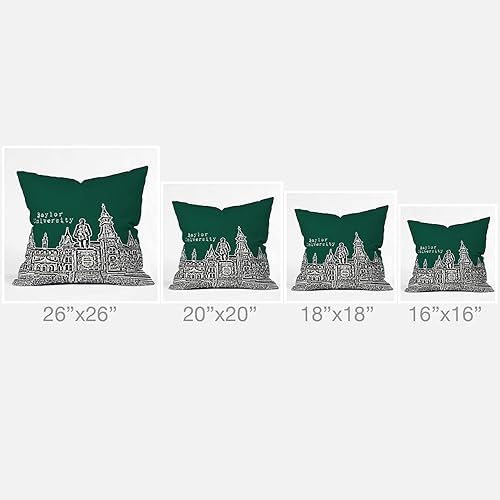 Miniatura 4 de Deny Designs Almohada 2021, 20 x 20 pulgadas, Bird Ave Baylor University Green