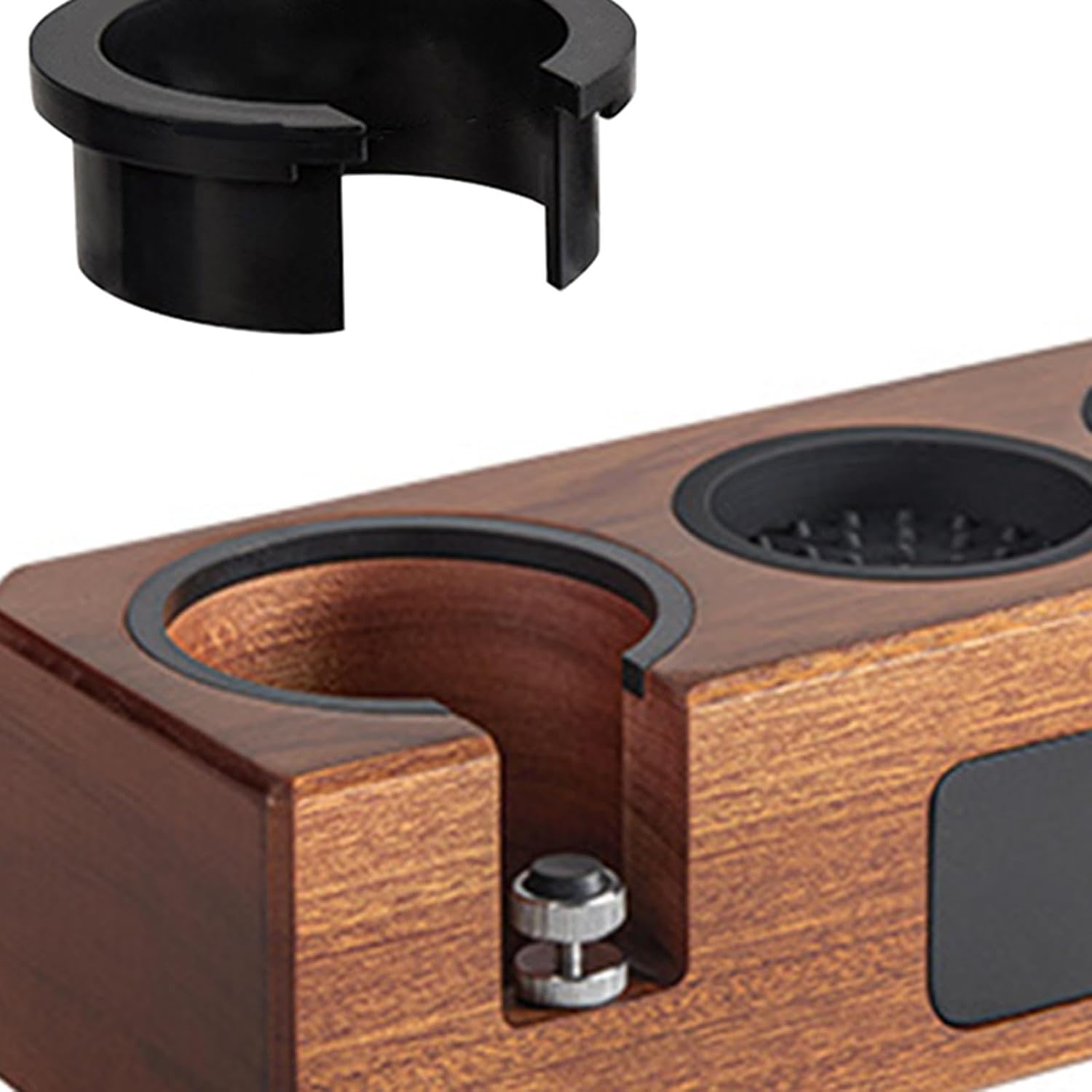 Generic エスプレッソ用木製タンパーステーション、51/54/58mmポルタフィルター対応コーヒーアクセサリー, 茶色