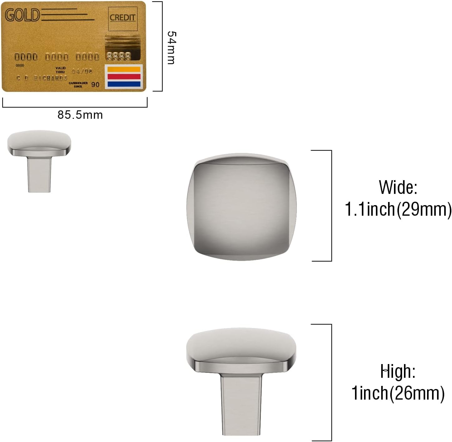 Amerdeco 10 piezas de pomos para muebles Pomos para armarios Pomos Nickel Brossé para cajones Aleación de zinc Pomos para puertas de armarios Pomos para cómodas Pomos para armarios UK0089