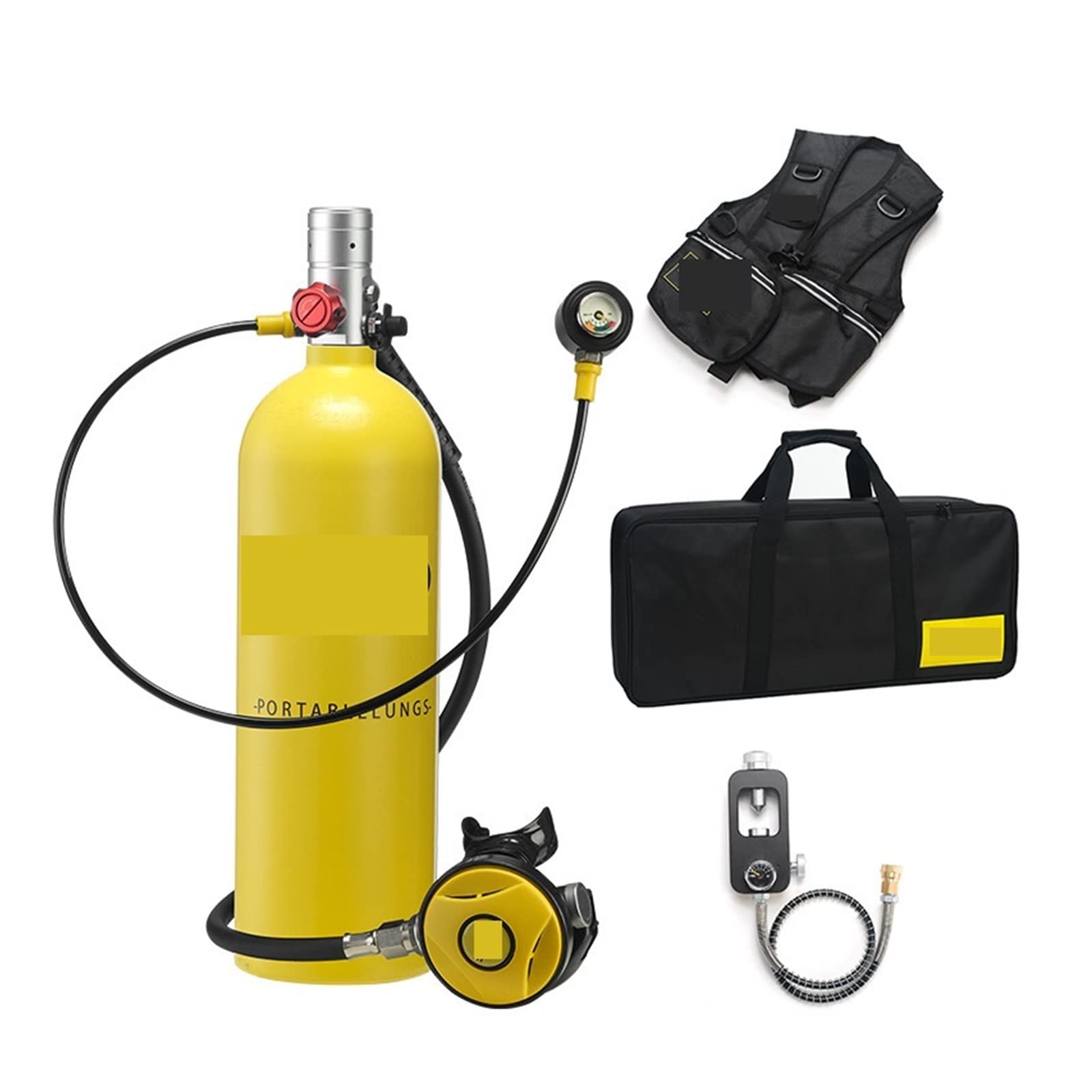Dcdcd Silverhead In Yellow Bottle 2L Diving Snorkeling Equipment Residual Pressure Gauge(Silverhead In Yellow Bottle)