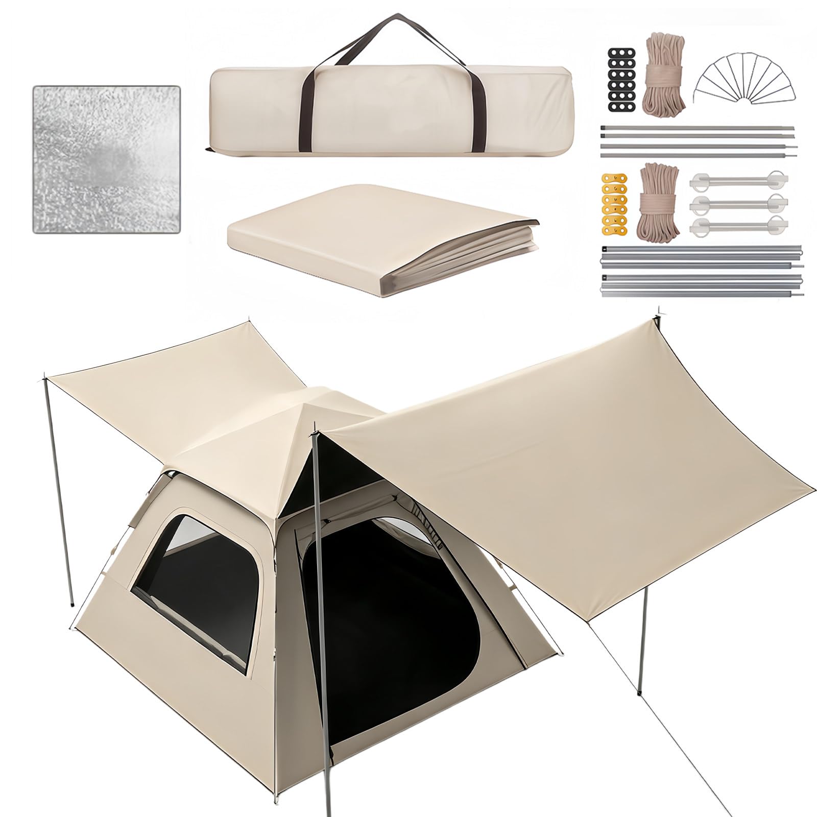 Tenda Da Campeggio Familiare 4-6 Persone, 210 X 210 X 140 Cm 5–9Person