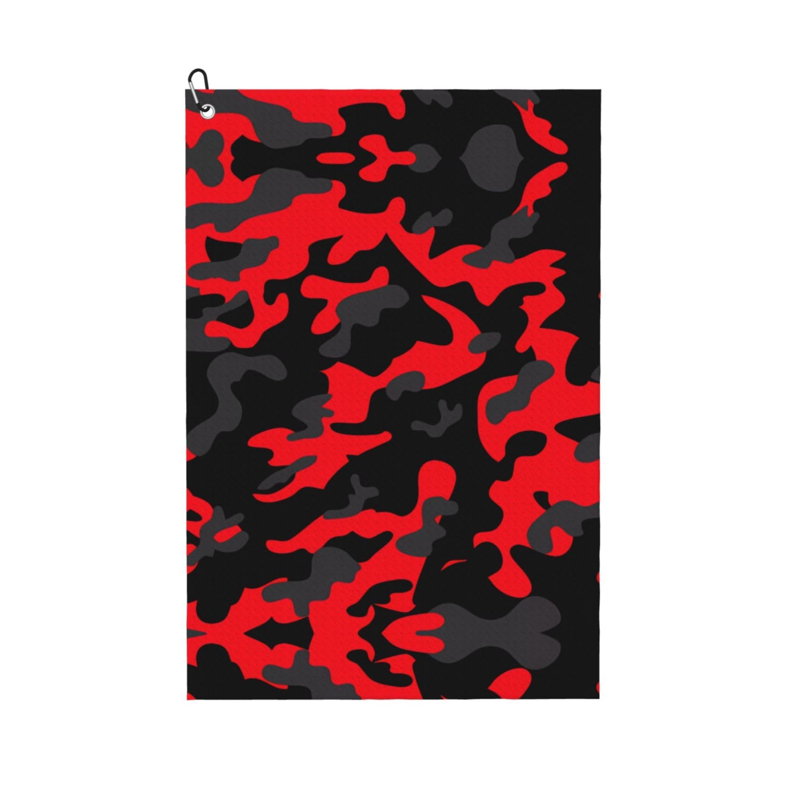 ZHAOUR Red Camo Print Golf Towel for Men & Women â€“ Perfect for Golf, Yoga, Gym, Hiking with Carabiner Clip