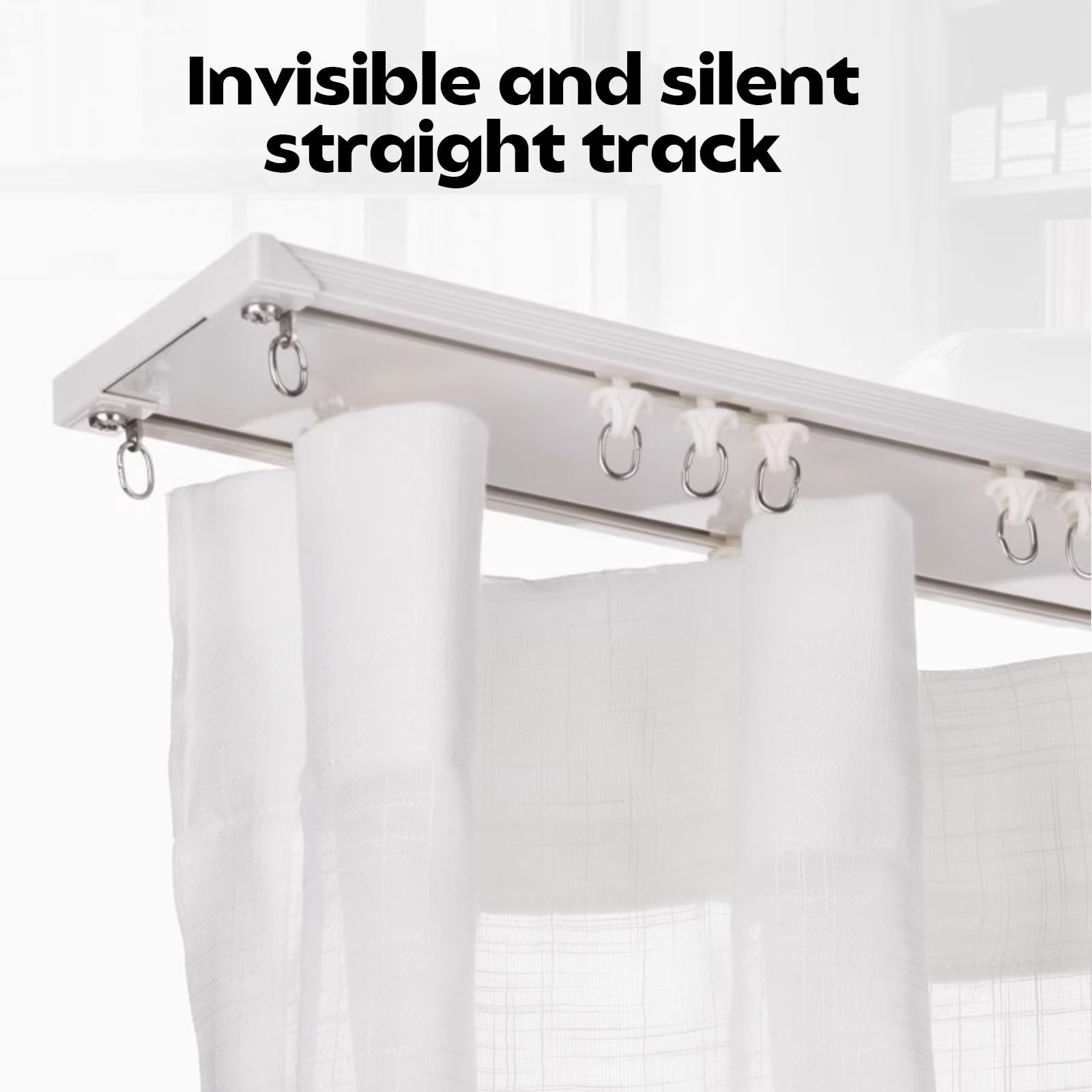 Rail à Rideaux Coulissant en Aluminium (27 à 237 Pouces), Double Rail pour cloison de séparation, tringles à Rideaux Robustes à Montage au Plafond (Blanc, 100 cm/3,28 Pieds)