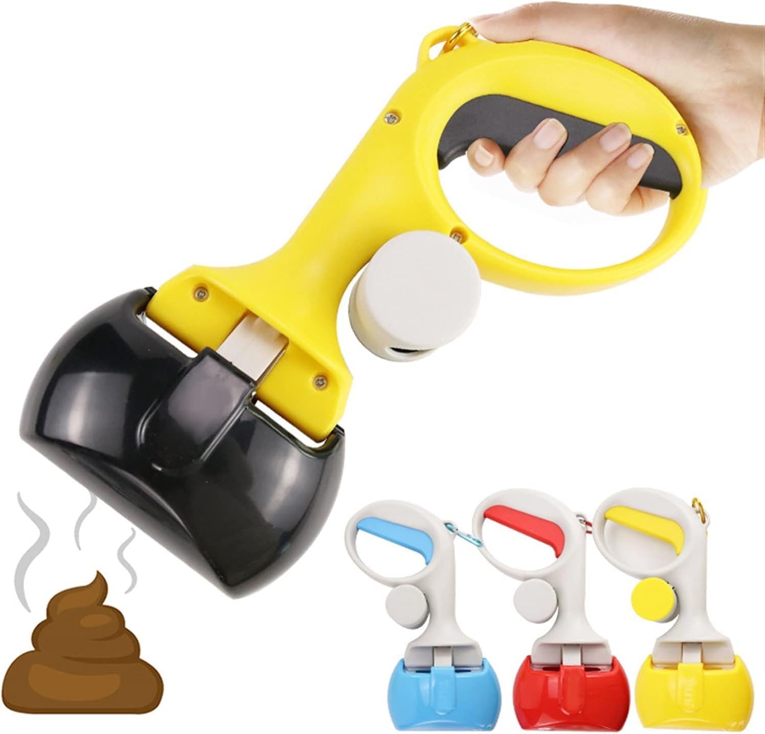 Pet Pooper Scooper for Dogs Cats Portable Poop Scoop Outdoor Clean Pets Excrement Collector or Spring for Easy Grass and Gravel Pick Up (Black)