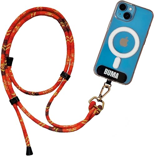 BUMA - Cordón para teléfono, correa ajustable alrededor del cuello, cordón universal para teléfono cruzado, correa de teléfono de algodón suave,