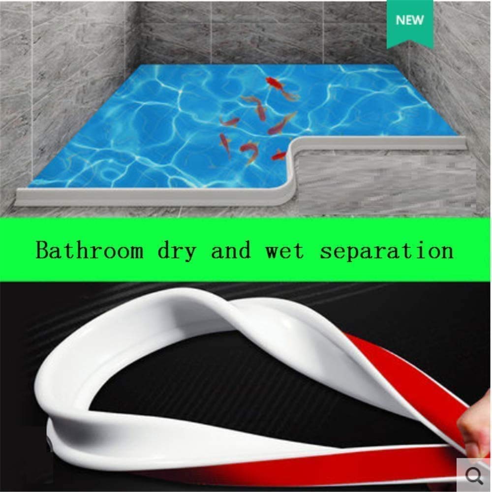 CHICHENG Junta de silicona para suelo de cuarto de baño, barrera de ducha plegable y sistema de retención y mantiene el agua dentro del umbral, tira impermeable flexible para separación húmeda y seca