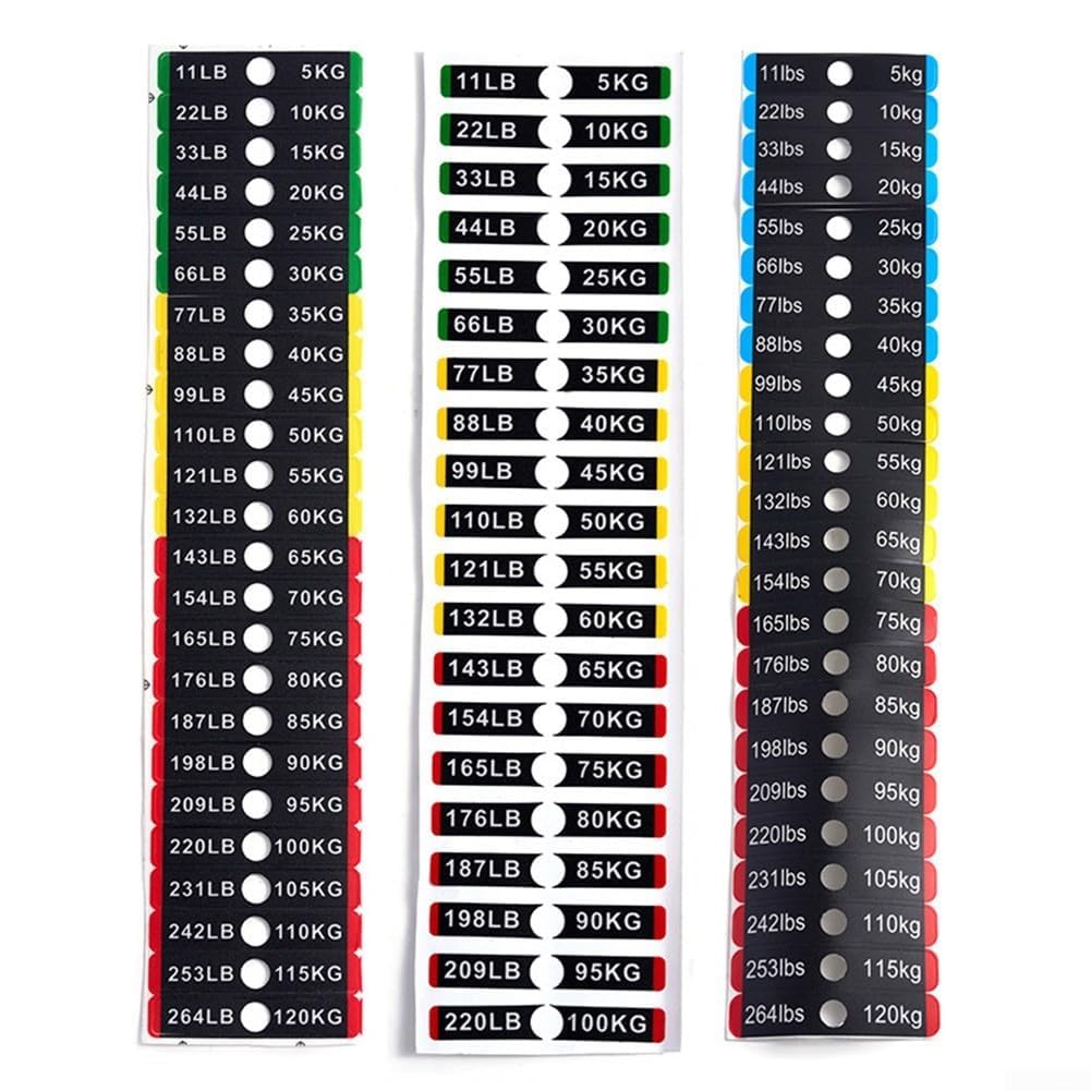 MKTOLHU Fitness Weight Stack Labels,PP Plastic Gym Number Stickers for 5kg-120kg Plates,Sweat Resistant Clear Marking Tags for Dumbbells Barbells Cable Machines,Black(5-100kg)