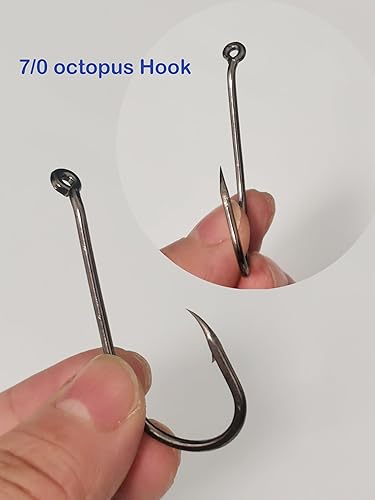 Miniatura 2 de Laxygo 50-100 anzuelos de pesca con pico de pulpo, gancho de pesca con pico de pulpo, gancho de pesca de acero de alto carbono, 8 tamaños