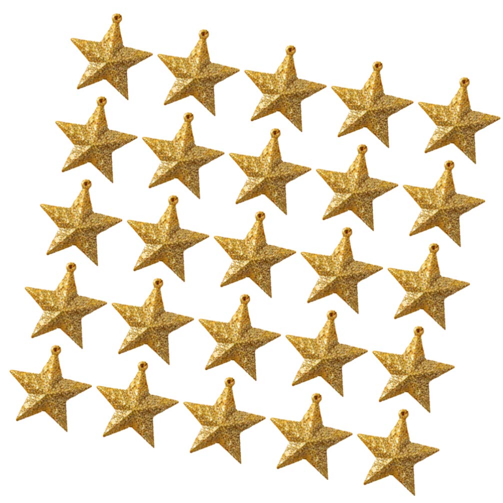 NUOBESTY 30pezzi Stella Glitterata d Oro Decorazione per Albero di Natale Ciondolo da Appendere Decorazione Forma di Stella per Albero di Natale