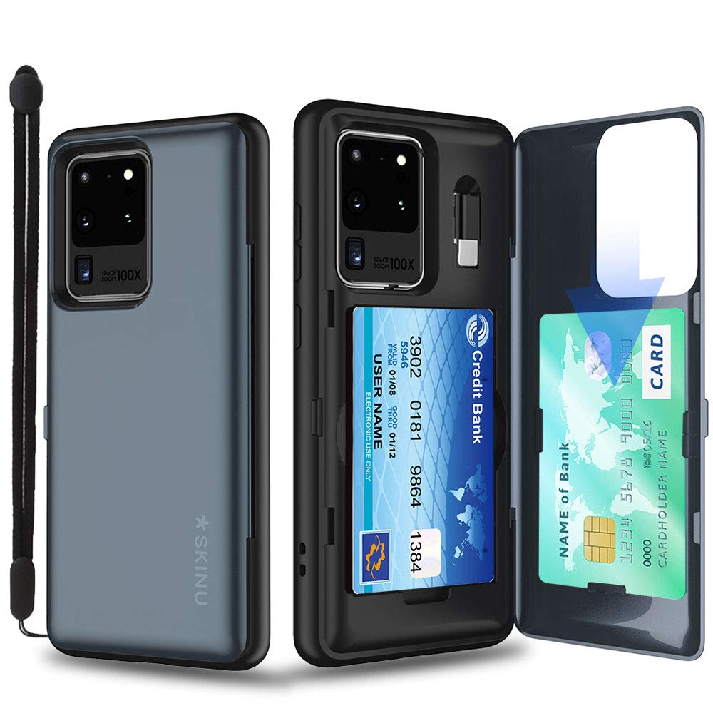 SKINUGalaxy S20 Plus Case Wallet Black with Hidden Credit Card Holder ID Slot Hard Cover, Strap, Mirror & USB Adapter for Samsung Galaxy S20 Plus / S20 Plus 5G (2020) - Orchid Gray