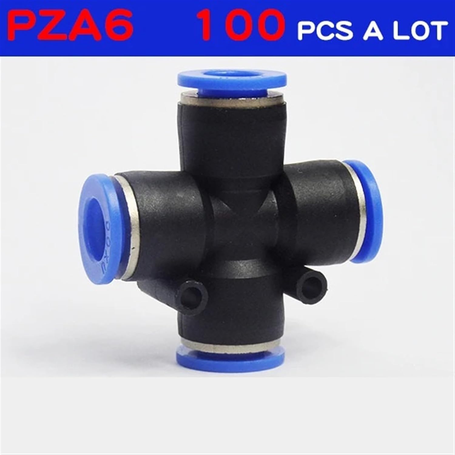 100Pcs a lot PZA6, 6mm 4 Way Cross Style Pneumatic Tube Push in Quick Fittings PZA6, pneumatic connectors