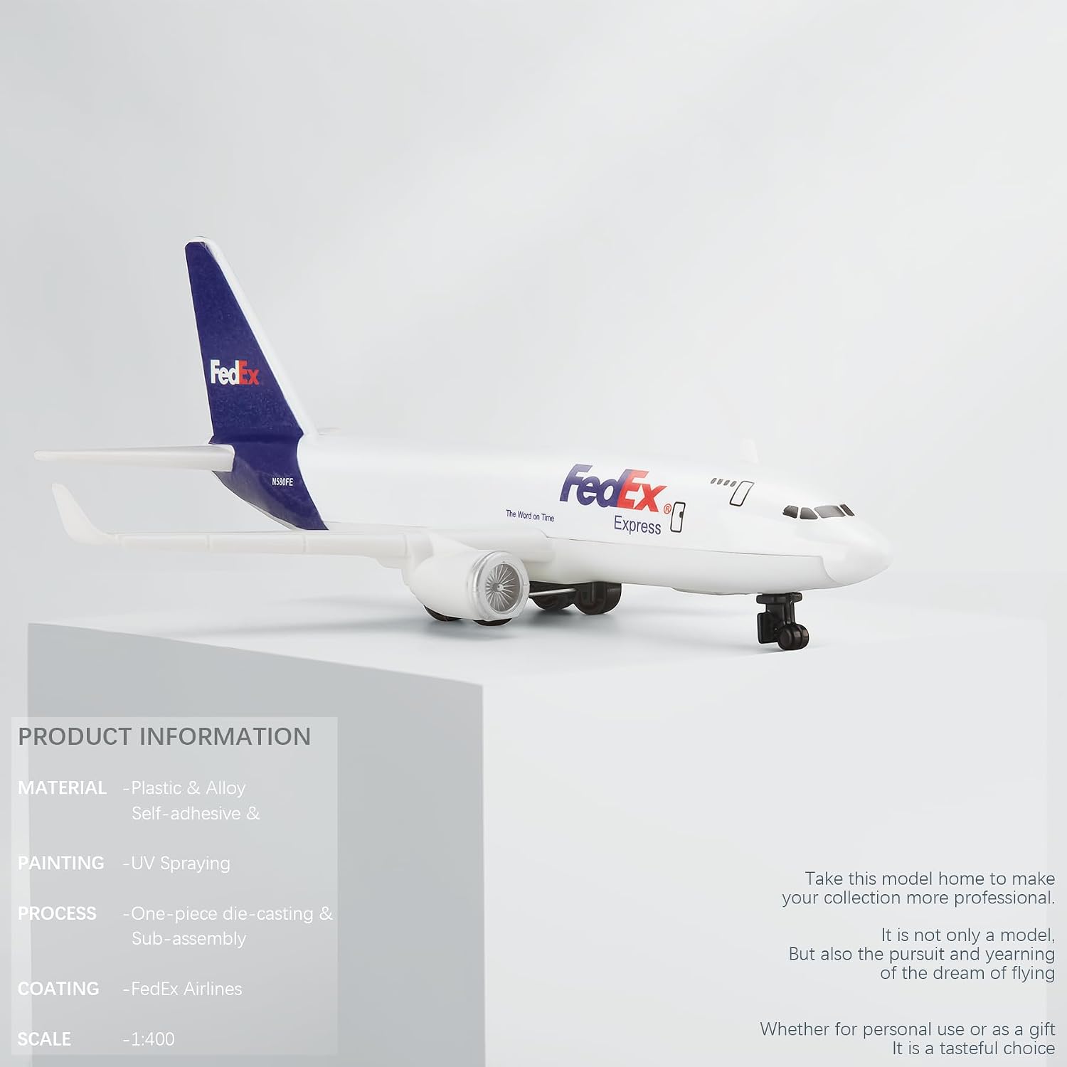 HANGHANG 1/400 Fe dex Plastic Airplane Model Suitable for Collections and Display