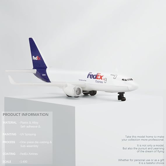 HANGHANG 1/400 Fe dex Plastic Airplane Model Suitable for Collections and Display