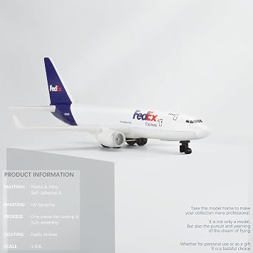 HANGHANG 1/400 Fe dex Plastic Airplane Model Suitable for Collections and Display