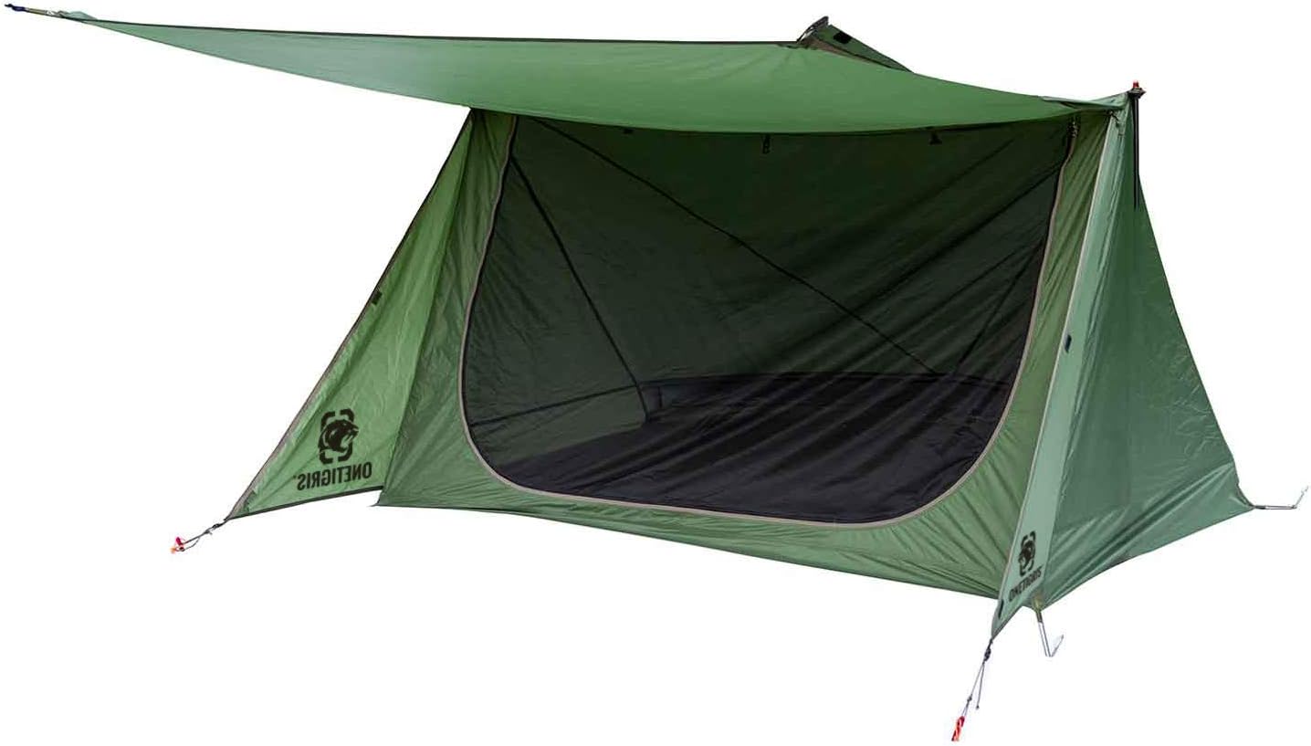 OneTigris Backwoods Bungalow Ultralight Bushcraft Shelter 2.0, Backpacking Tent with Canopy 2 Person Waterproof Ripstop
