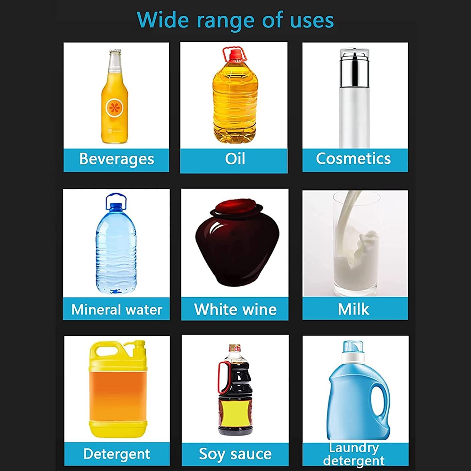 Riempitrice Automatica di liquidi, imbottigliatrice, velocità 2,9 l/min, for Miele, Acqua, Bevande, Carburante, aceto, Olio, Cosmetici