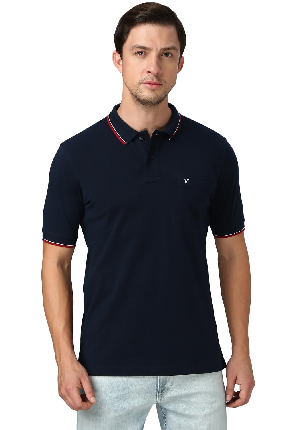 van heusen Athleisure Men Solid Cotton Polo T-Shirt with Pocket - Side Slit, Half Sleeve, Regular Fit-picture-41