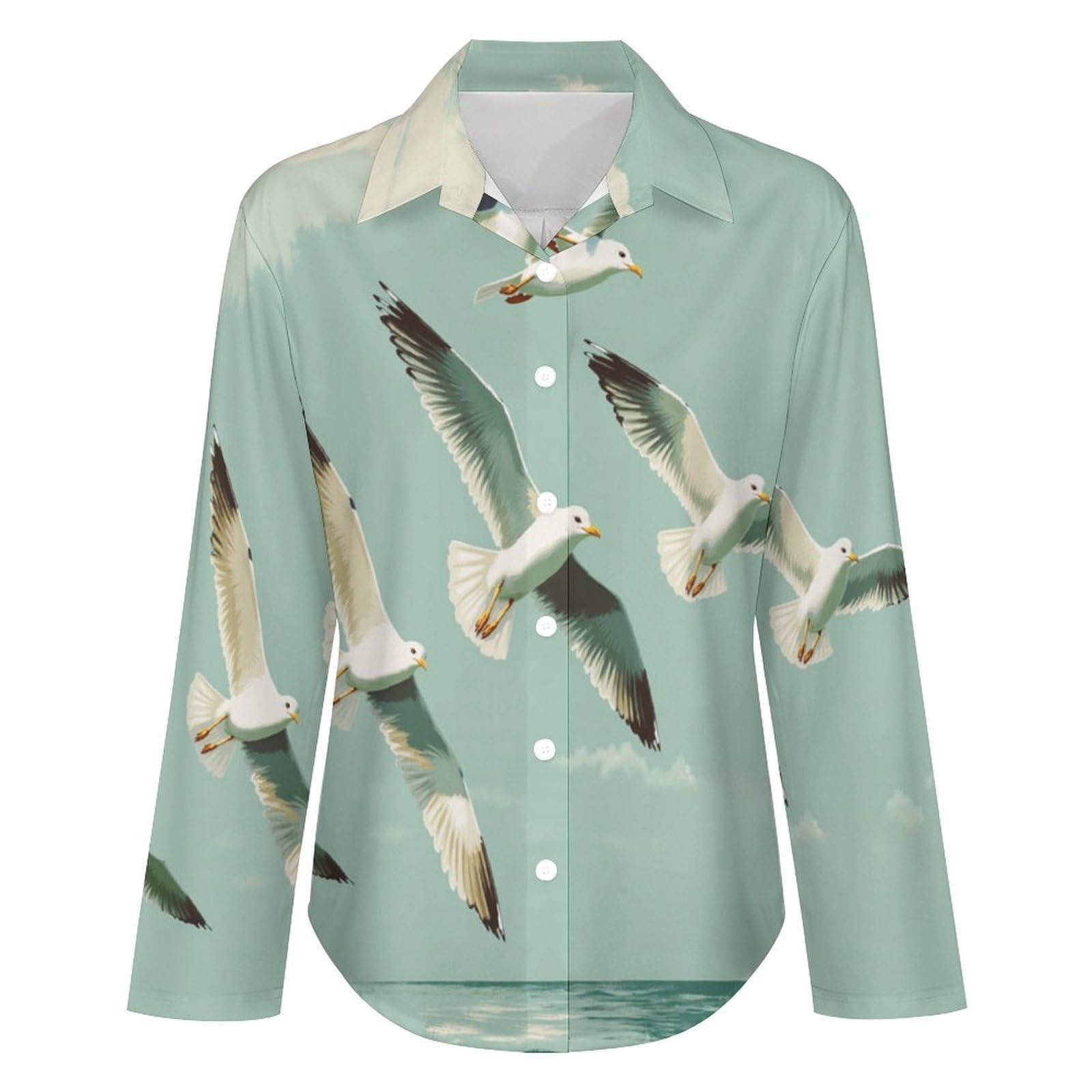 Camicia con Colletto e Gabbiani Volanti Poster Semplice