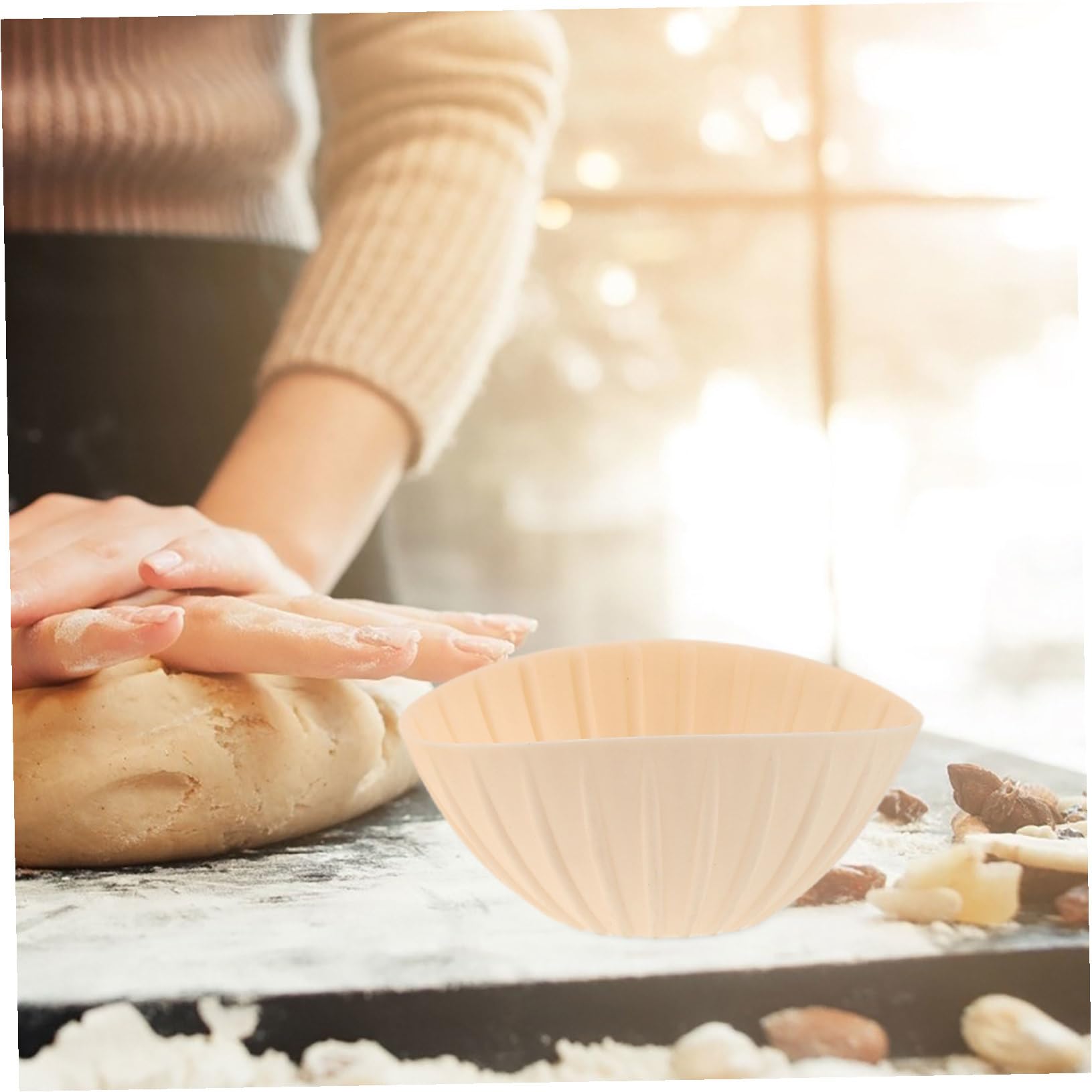 Cesta Banneton de Silicona Redonda para Fermentación de Pan, 1 Juego | Acero Inoxidable y Silicona, Diseño Plegable de Gran Capacidad, Incluye 6 Accesorios para Repostería Casera