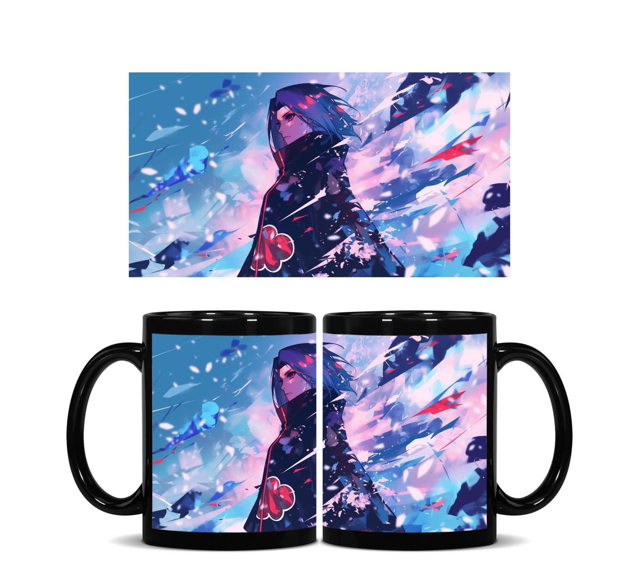 Best Design for hd Konan Naruto Fan Art | 11 Oz | Black Patch Printed Ceramic Coffee Mug | CDP India (1 Piece of Mug)
