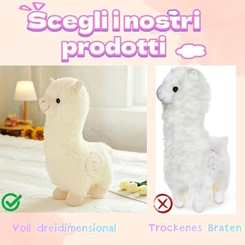 Stand Alpaca Plush, White Alpaca Cuddly, Llama Plush Gift for Kids Girls Lovers