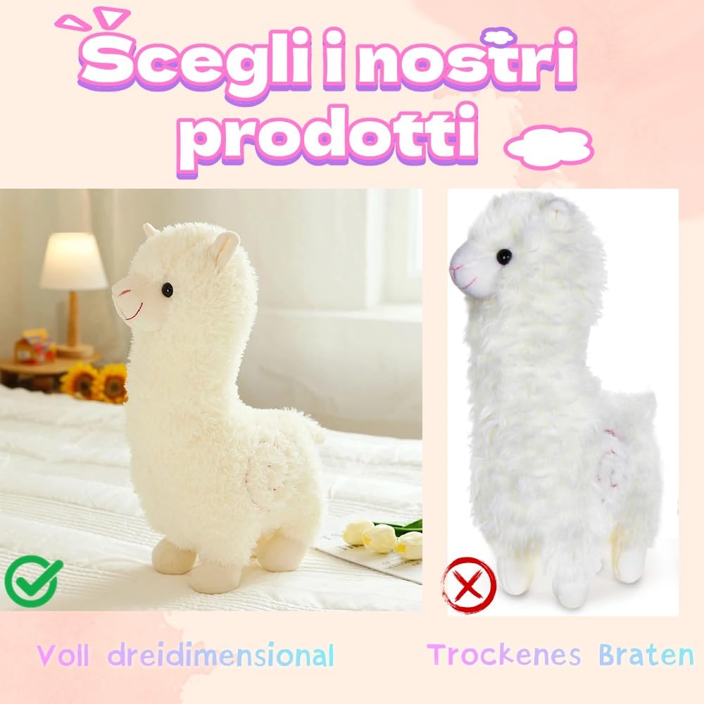 Stand alpaca peluche, alpaca bianco coccolone, lama peluche regalo per i bambini ragazze amanti
